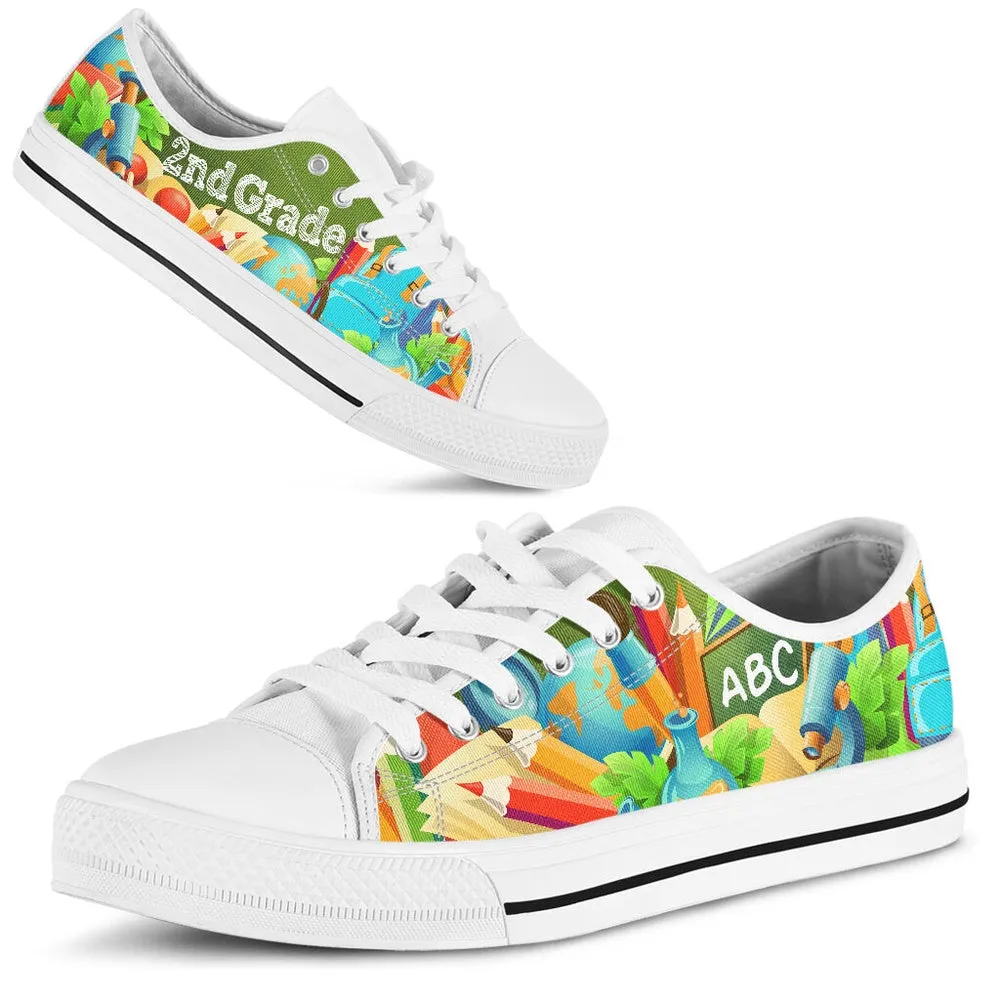 2Nd Grade Abc 3D Low Top Shoes, Teacher Shoes, Low Top Sneakers