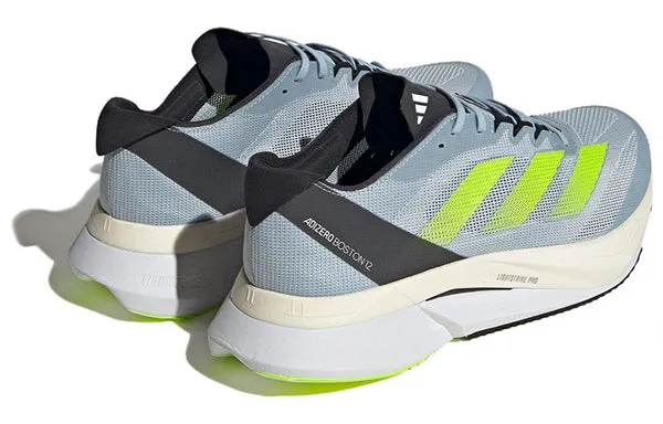 Adidas Adizero Boston 12 Running Shoes 'Wonder Blue Lucid Lemon', blue