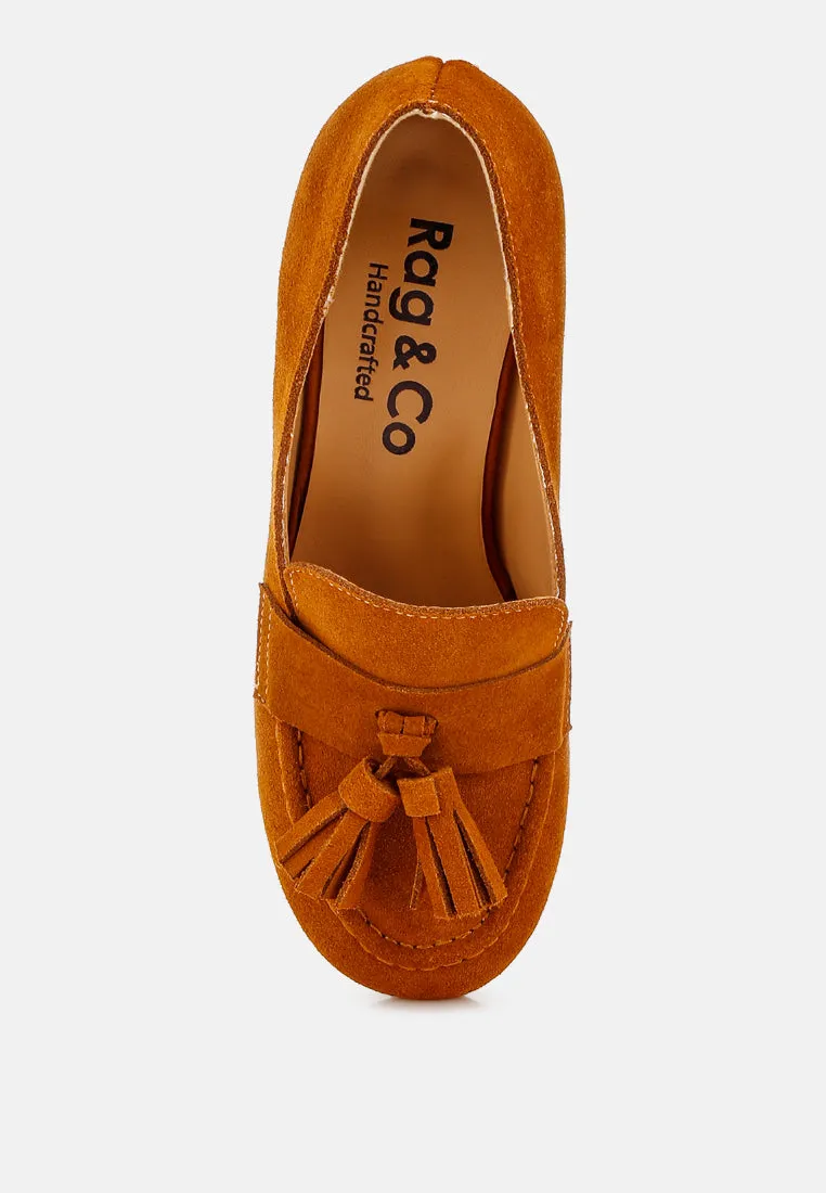 Aloha Tassels Detail Suede Loafers