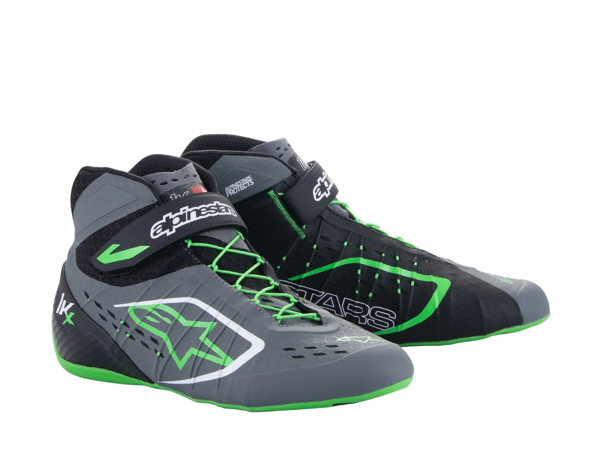 ALPINESTARS 2712123_1116_13 Karting shoes TECH-1 KX V2, black/dark grey/green fluo, Size 47