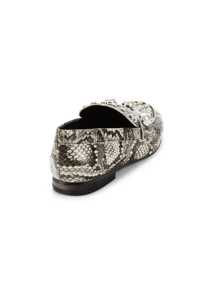 Avah Python Embossed Studded Loafers Karl Lagerfeld Paris Black White