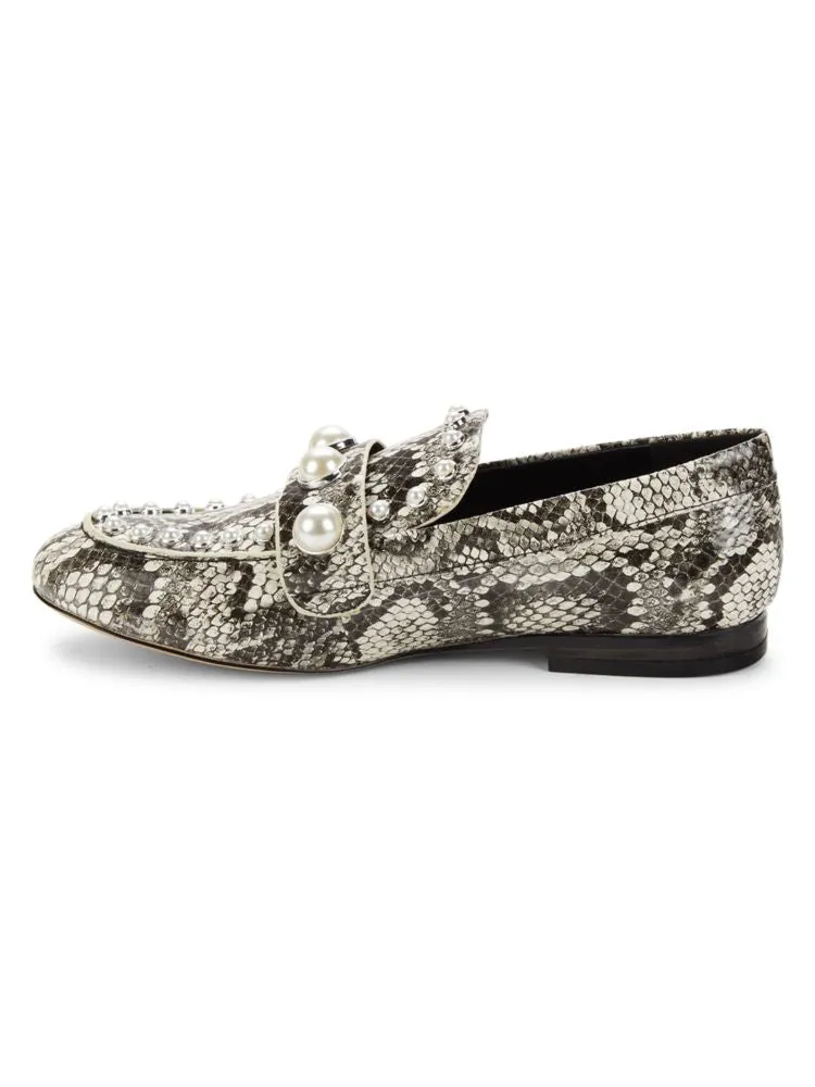 Avah Python Embossed Studded Loafers Karl Lagerfeld Paris Black White