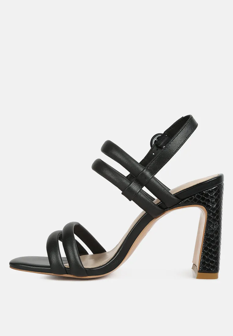 Avianna Black Slim Block Heel Sandal