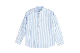 Blue & White Striped Boy Shirt