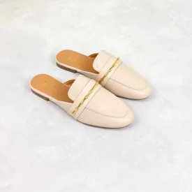 Bree Backless Loafers (Beige)