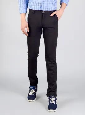 Caviar Black Printed Slim Fit Casual Trouser | JadeBlue