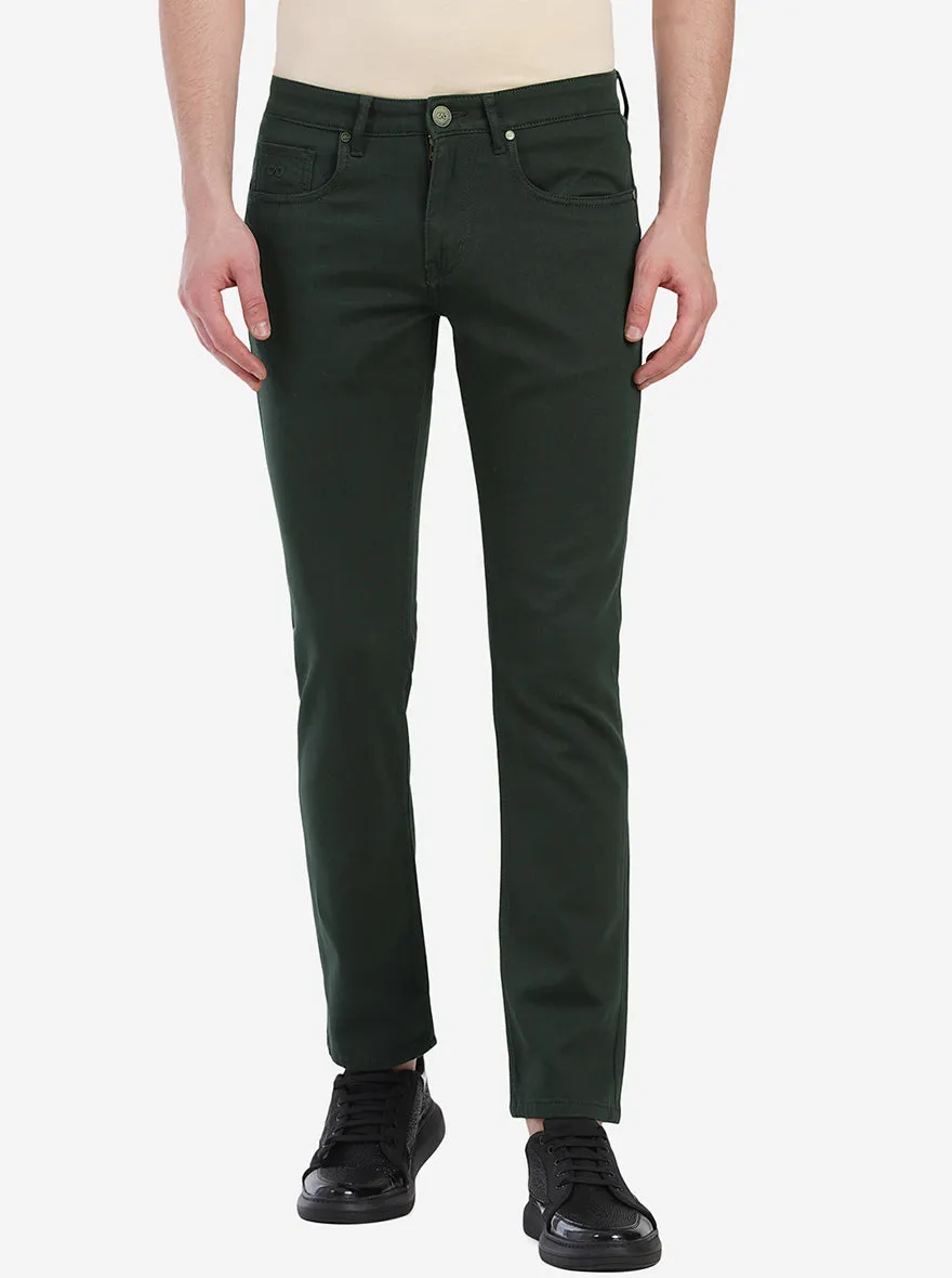 Dark Green Washed Slim Fit Jeans | JadeBlue