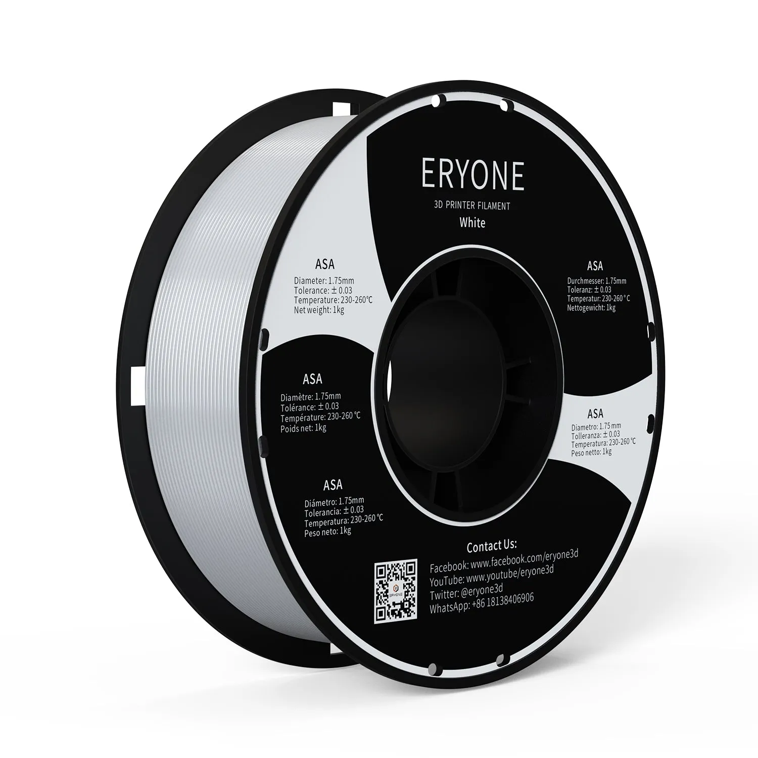 ERYONE ASA 3D Printer Filament 1.75mm, Dimensional Accuracy  /- 0.05 mm 1kg (2.2LBS)/Spool