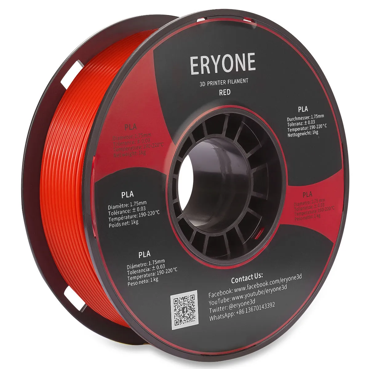 ERYONE PLA 3D Printer Filament 1.75mm, Dimensional Accuracy  /- 0.05 mm 1kg (2.2LBS)/Spool