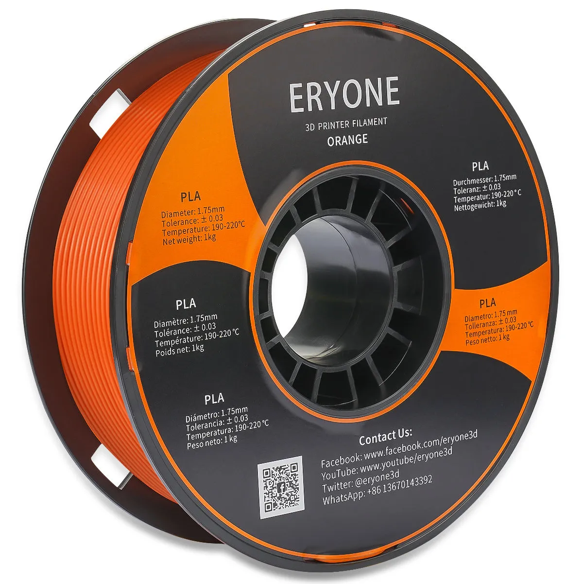 ERYONE PLA 3D Printer Filament 1.75mm, Dimensional Accuracy  /- 0.05 mm 1kg (2.2LBS)/Spool