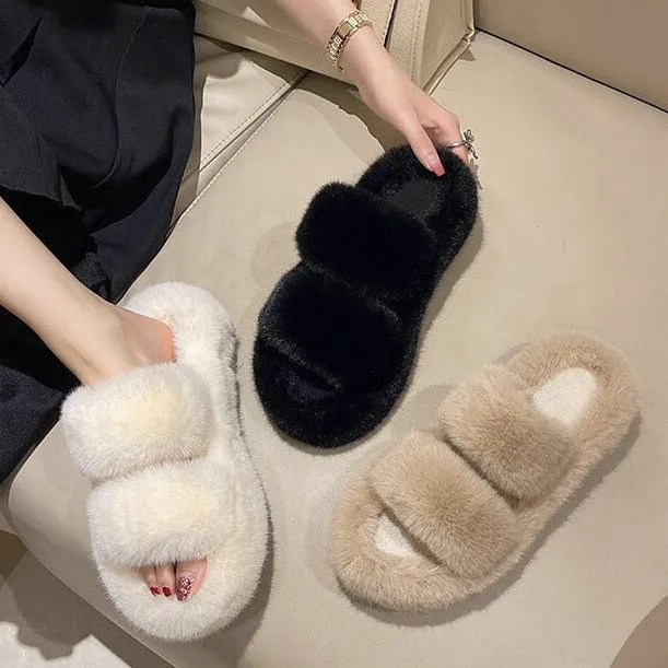 Faux Fur Women's Slides Sandals