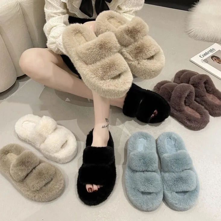 Faux Fur Women's Slides Sandals