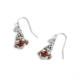 Gnome Dangle Earrings - Black/White Check - Final Sale