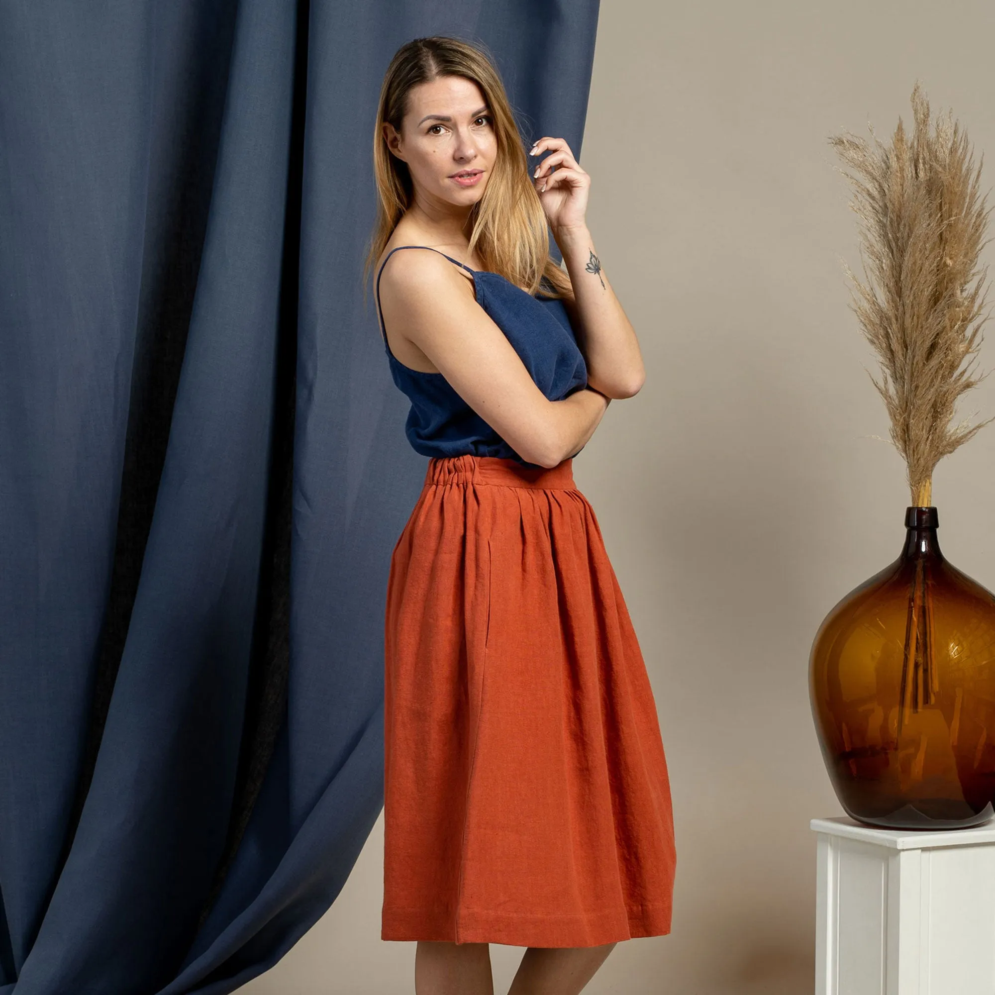 Midi Skirt Sophia Cinnamon Red