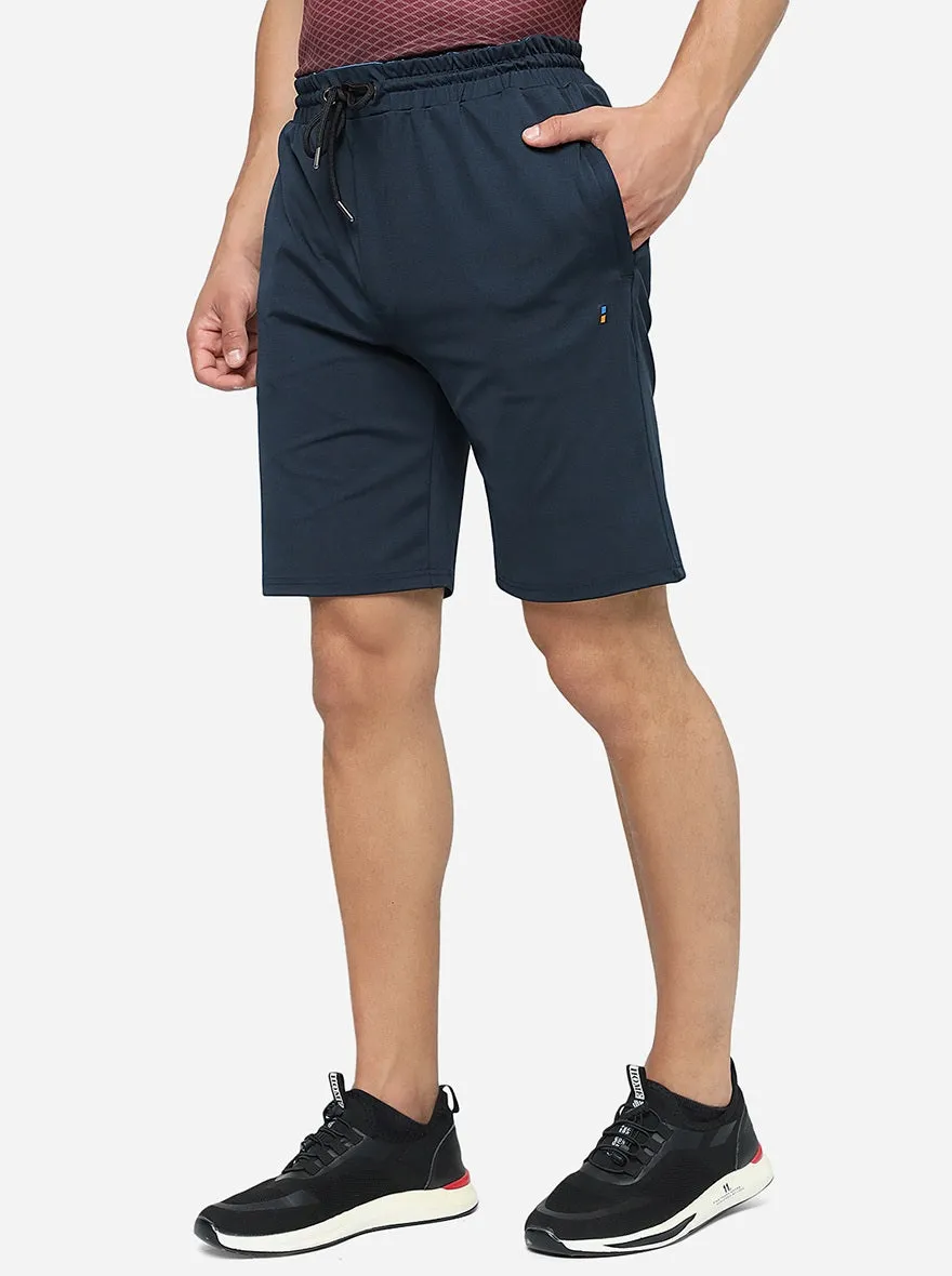 Navy Blue Solid Slim Fit Shorts | Jade Play