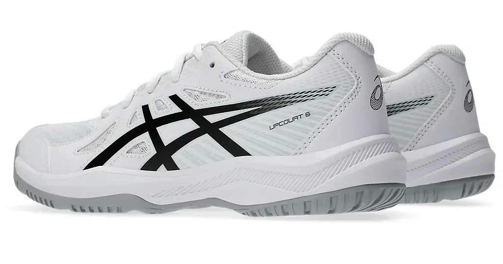 NEW - Asics Upcourt GS 6 Junior Court Shoes, White / Black