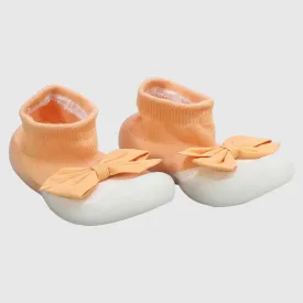 ORANGE BOW GRIPPER SLIPPER WINTER THICK COTTON BABY SOCKS