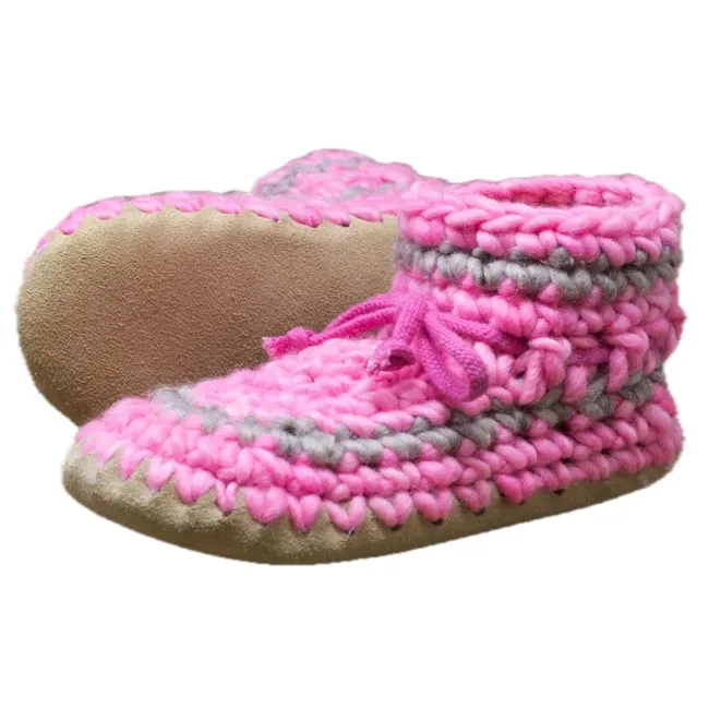 Padraig Cottage Youth Slippers - Pink Stripe