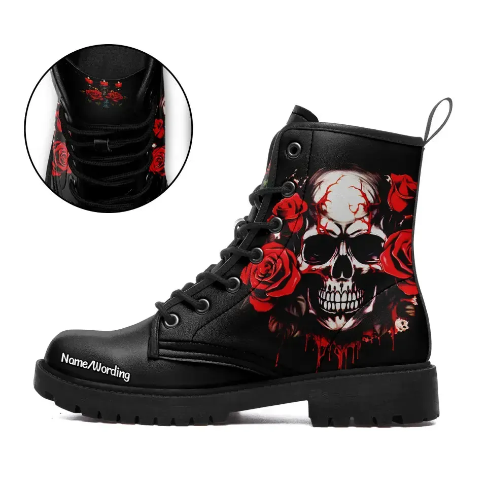 Personalized Skull with Rose Boots, Custom Gothic Boots, Skeleton , Pumpkin Boots, Best Gift for Halloween