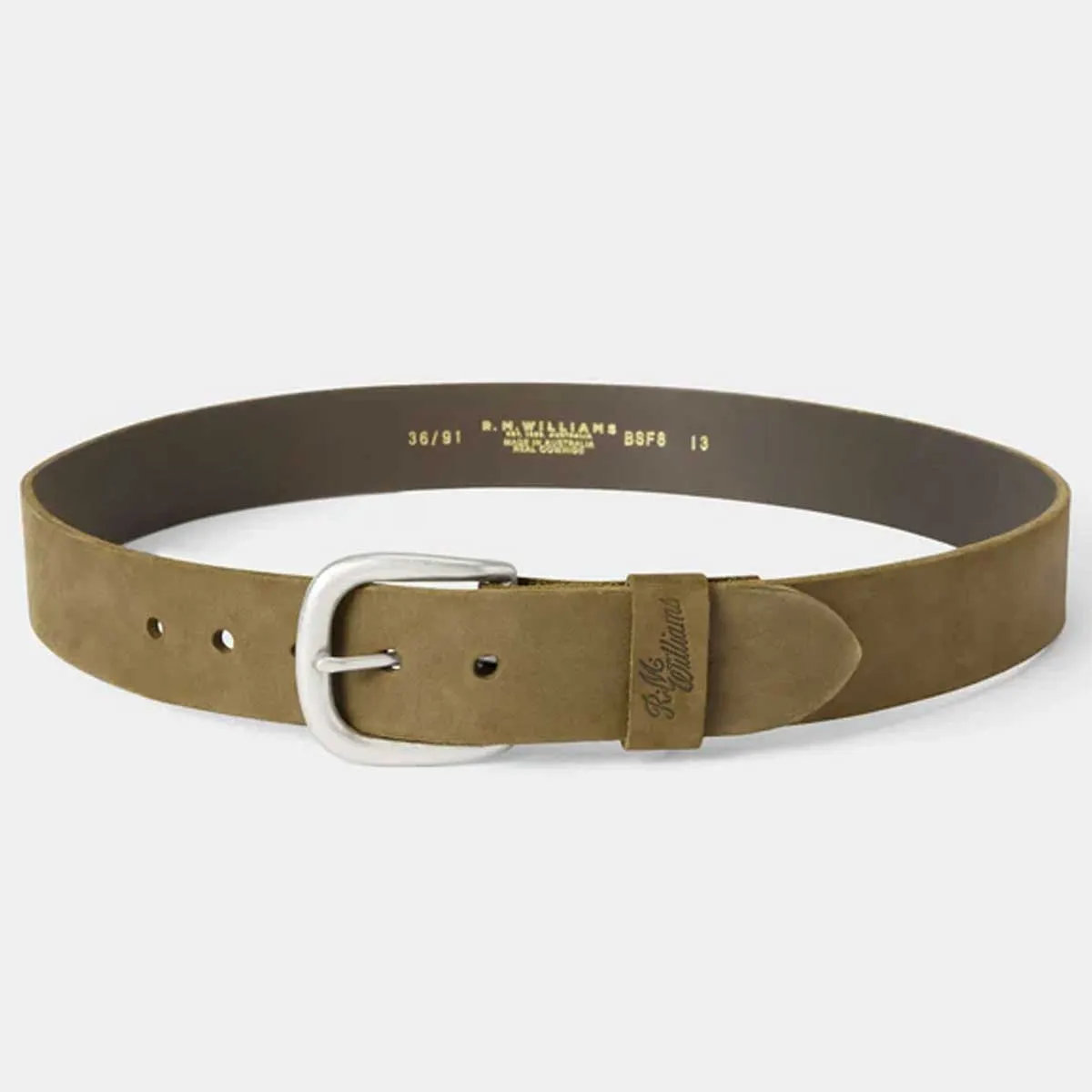 RM WILLIAMS Goodwood Double Butt Leather 1.5" Belt - Mens - Lichen