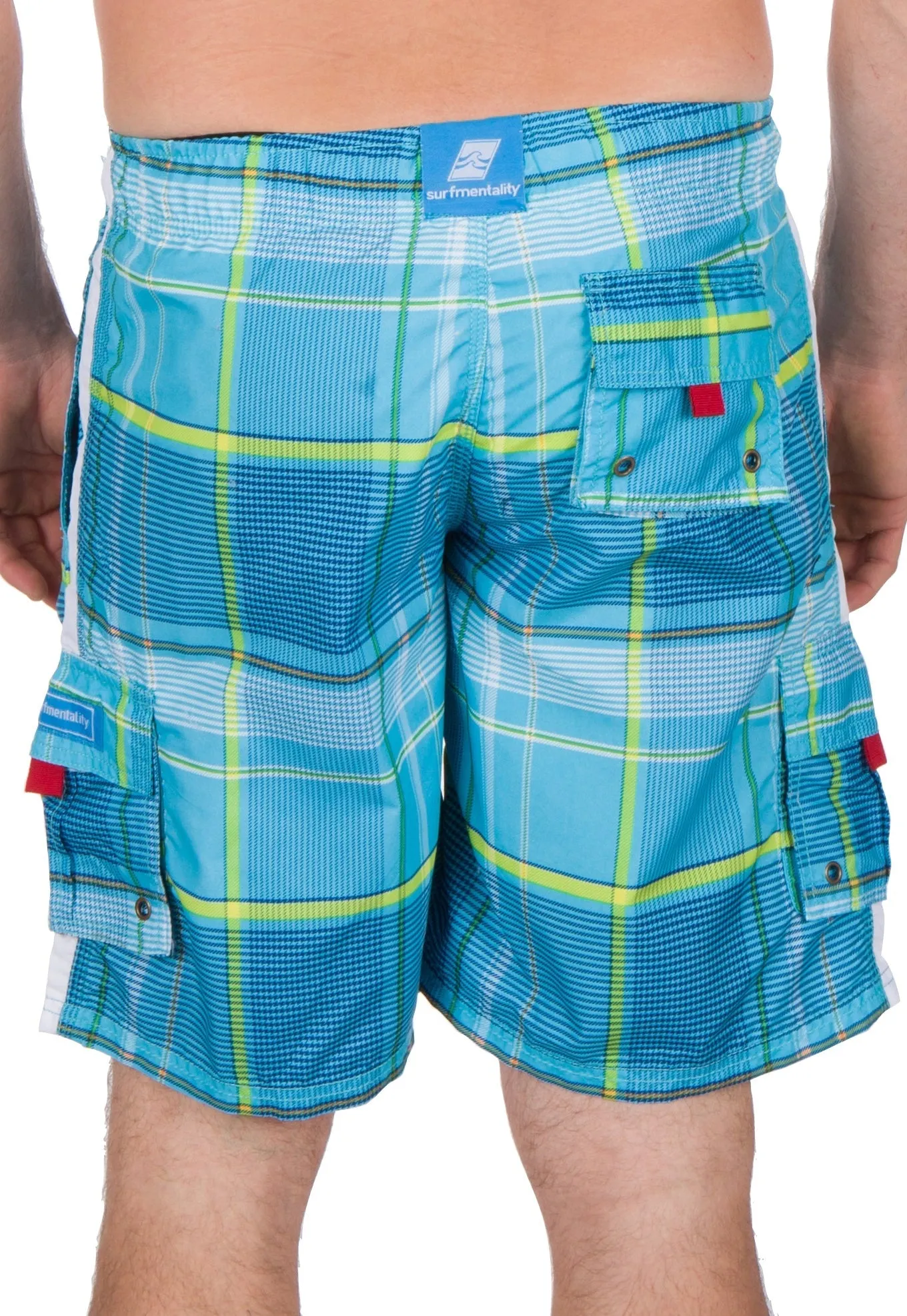 Sakkas Axel Plaid Stretch Waistband No Wet Swim Trunk/ Boardshorts