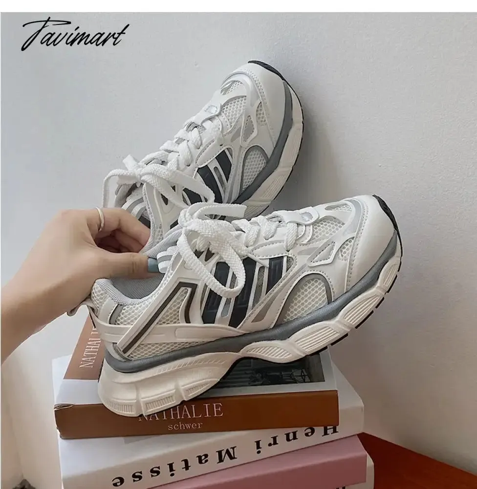 Tavimart Platform daddy shoes women new summer vintage breathable mesh lightweight sneakers