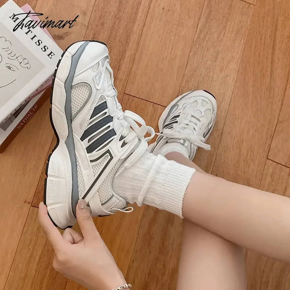 Tavimart Platform daddy shoes women new summer vintage breathable mesh lightweight sneakers