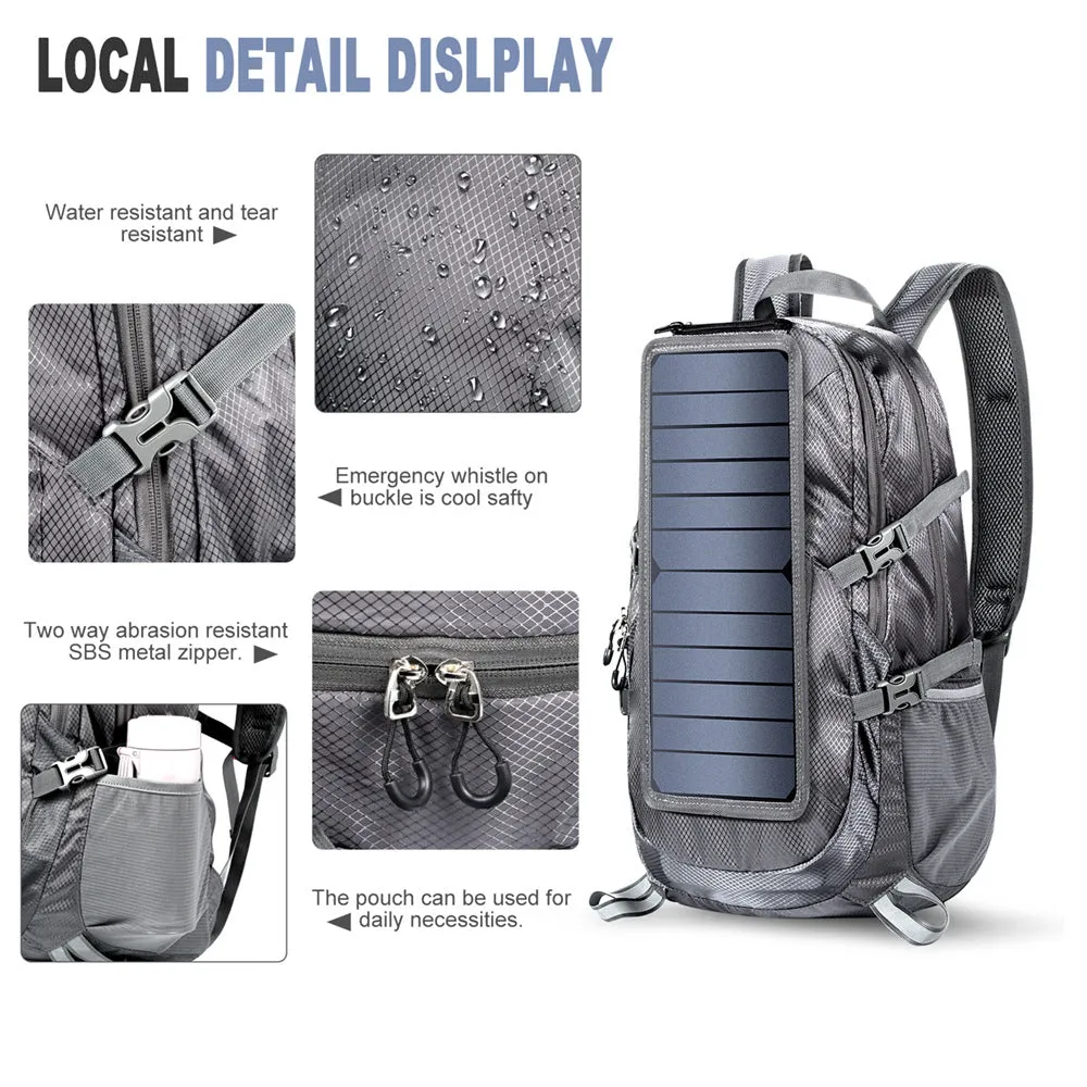 XIANGTUIBAO Outdoor Sports Solar Energy for Foreign Trade Folding Bag Travel Mountain Climbing Hiking Bag Men's and Women's Rechargeable Backpack